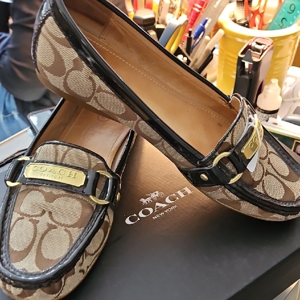 Coach Brown Flats with Signature Monogram